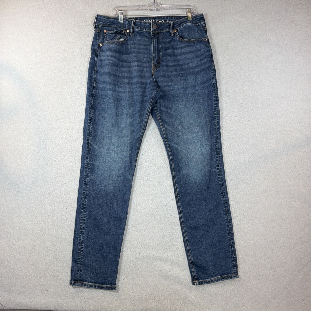 American Eagle Men's AirFlex+ Athletic Fit Dark Wash Blue Stretch 5-Pocket 36X34
